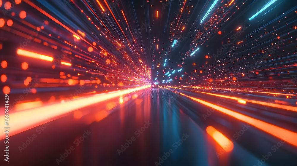 Obraz premium Abstract light streaks tunnel, speed, motion, background