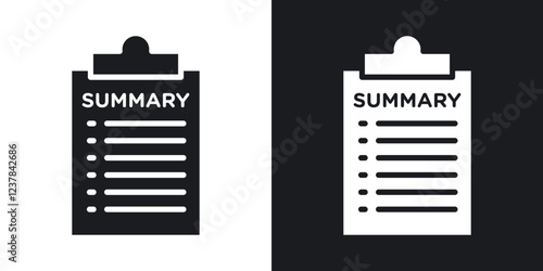 Summary icons in solid black and white collection