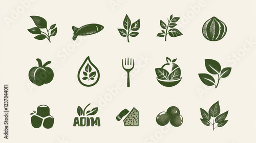 Go Green icons and symbols with text for fresh natural food, environment logo and ecology design