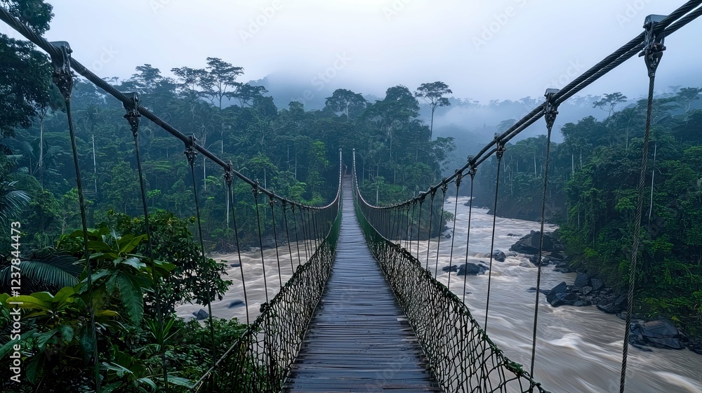 Misty Rainforest Bridge: An Enchanting Journey Through Lush Amazonian Landscape Misty Rainforest Bridge: An Enchanting Journey Through Lush Amazonian Landscape