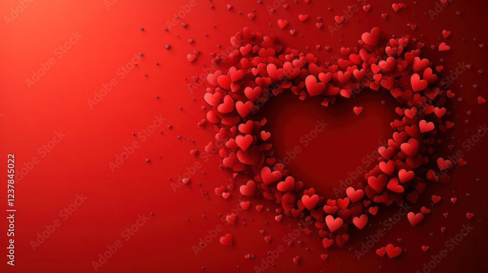 Red hearts forming heart shape, gradient background, Valentine's Day card design Red hearts forming heart shape, gradient background, Valentine's Day card design