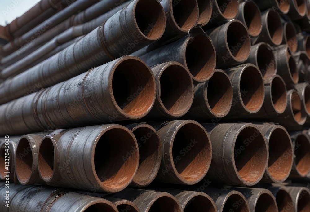 Stacked steel pipes outdoors, rusting slightly, background, rusty, stack Stacked steel pipes outdoors, rusting slightly, background, rusty, stack