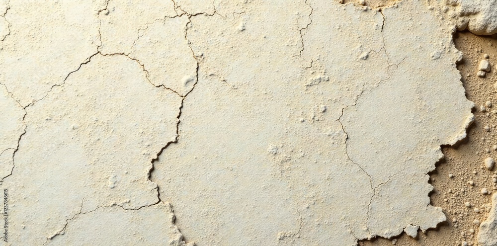 Fototapeta premium stucco wall displays cracks and peeling texture, erosion, exterior