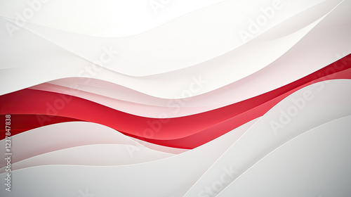 Abstract red and white wave design with smooth curves
