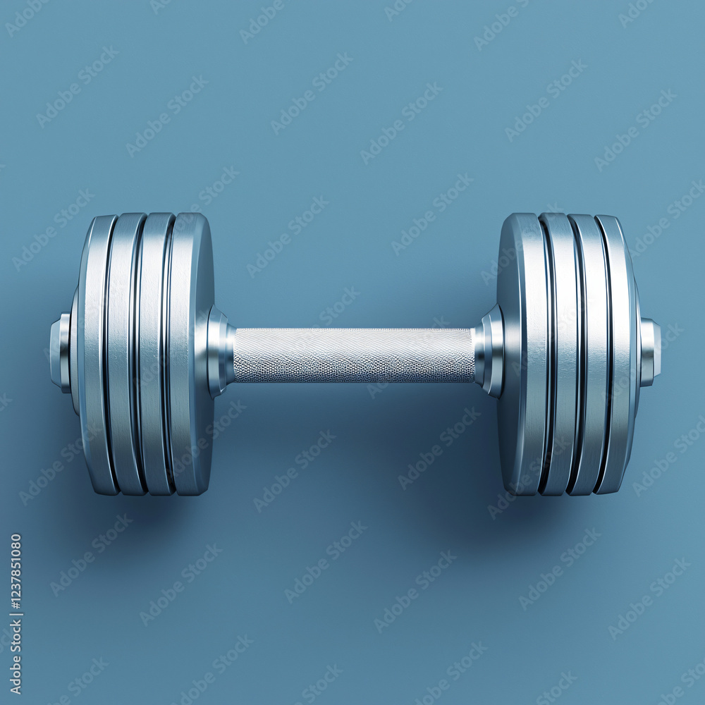 Fototapeta premium Simple dumbbell icon with a sleek metallic design, representing strength training