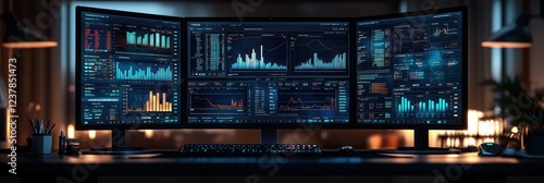 Triple Monitor Setup for Stock Market Analysis