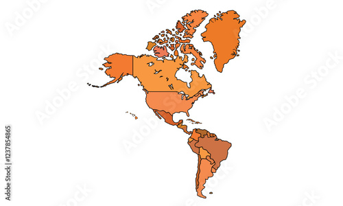 Map of North America, vector EPS, 10 earth tone, isolated on a white background.