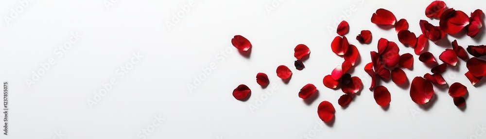 Vibrant Red Petals Drifting Delicately Across a Clean Surface in an Elegant Display of Natural Beauty Vibrant Red Petals Drifting Delicately Across a Clean Surface in an Elegant Display of Natural Beauty