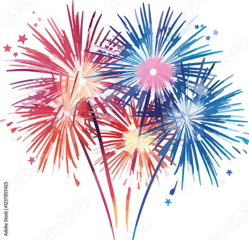 fireworks on the day night on white background,generative ai