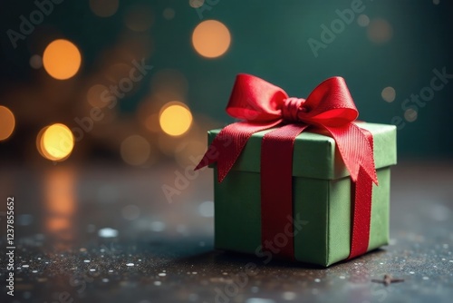 Wallpaper Mural single gift box with a bow on a textured background, , holiday, bokeh Torontodigital.ca