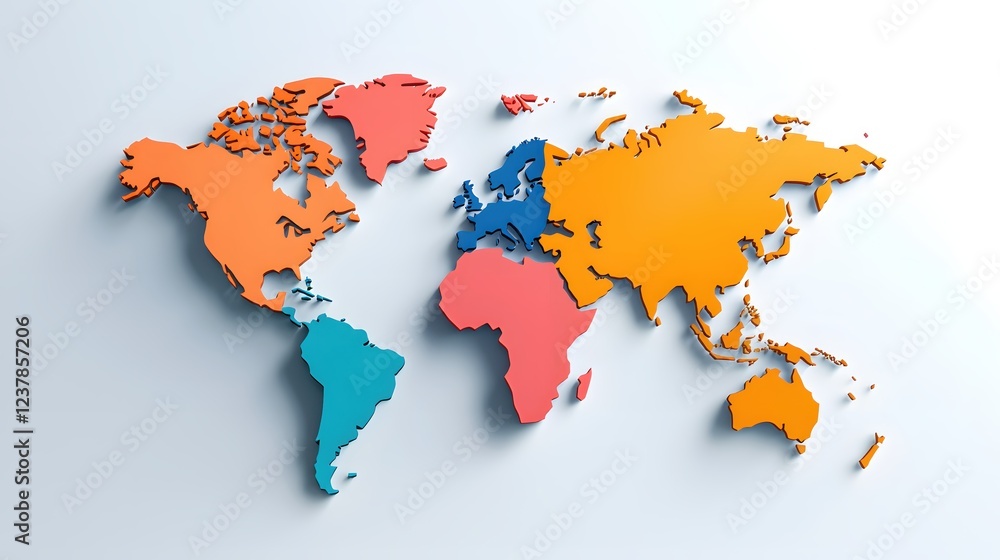 Obraz premium Colorful 3D World Map Global Business Concept International Connectivity