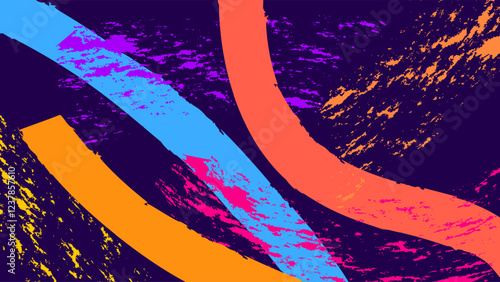 ABSTRACT BACKGROUND WITH SHAPES MESSY BRUSH COLORFUL DESIGN VECTOR TEMPLATE FOR WALLPAPER, COVER DESIGN