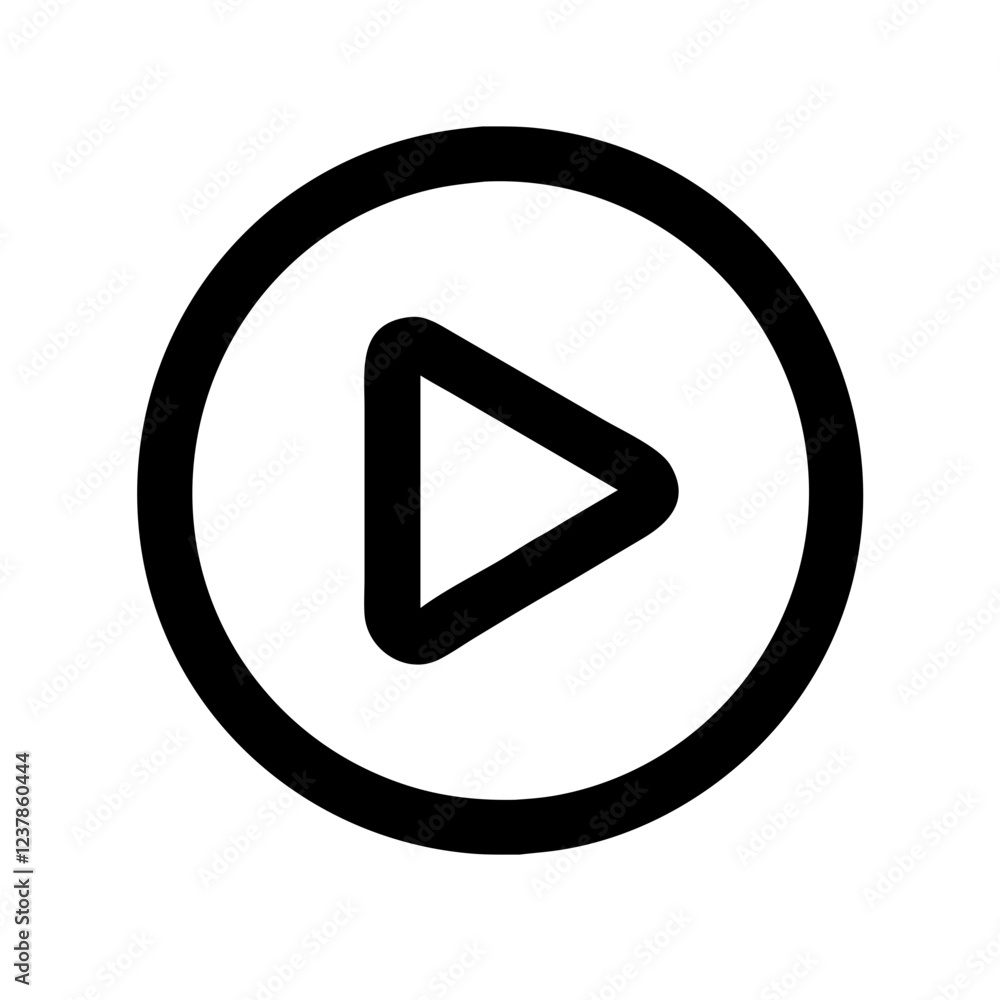 Play button icon in a minimalist style on a clear background