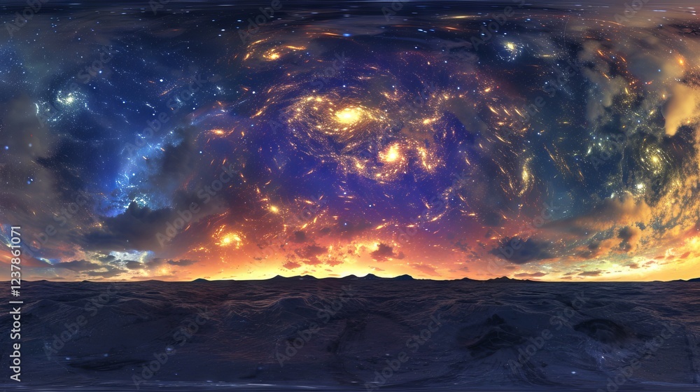 Vast 360-degree space background featuring a glowing nebula with young stars, equirectangular projection for HDRI spherical panorama, perfect for environment mapping and cosmic visuals Vast 360-degree space background featuring a glowing nebula with young stars, equirectangular projection for HDRI spherical panorama, perfect for environment mapping and cosmic visuals