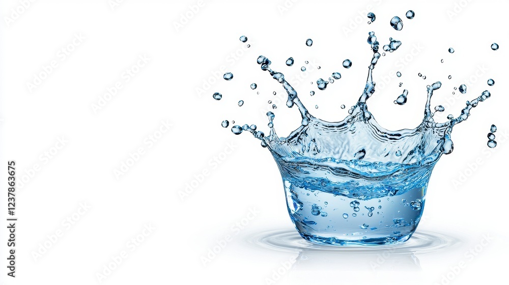 Dynamic Blue Water Splash on White Background Dynamic Blue Water Splash on White Background