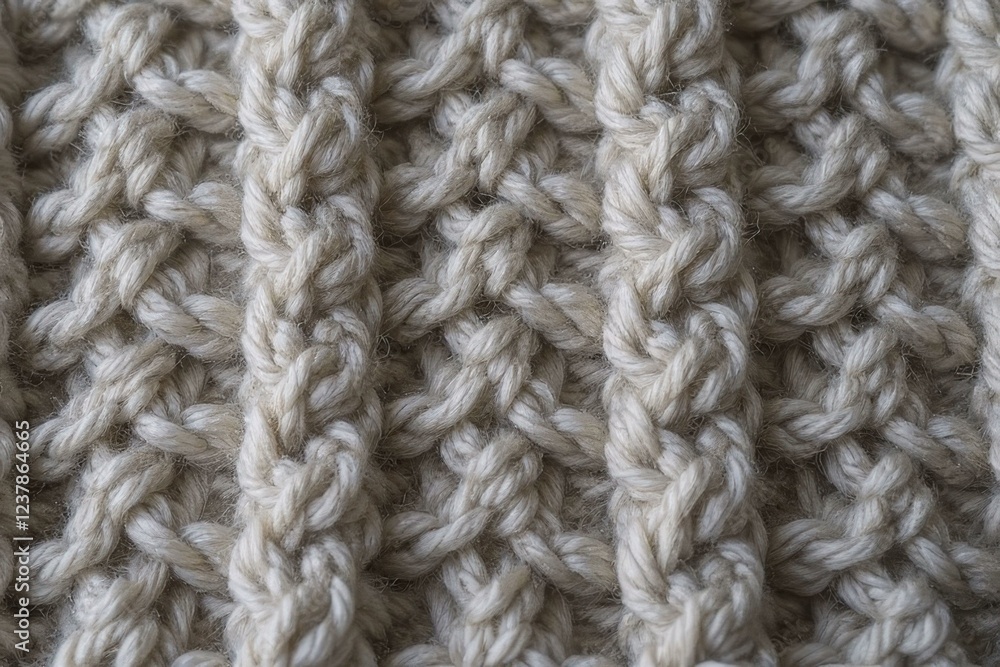 Close Up Of Knitted Fabric with Interwoven Stitches and Cozy Texture Close Up Of Knitted Fabric with Interwoven Stitches and Cozy Texture