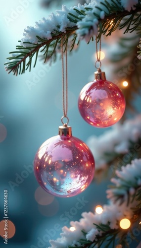 Wallpaper Mural Pastel-colored glass ornaments hang from the cloud-shaped tree top, pastel, sparkling, cloudy Torontodigital.ca