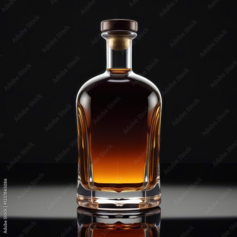 Bottle of liquor with a brown cap Bottle of liquor with a brown cap