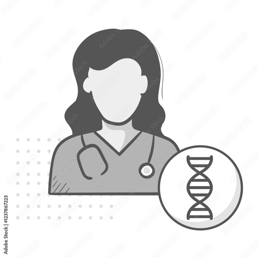Fototapeta premium Doctor with DNA Icon, Genetic Research, Biotechnology and Medical Science Symbol