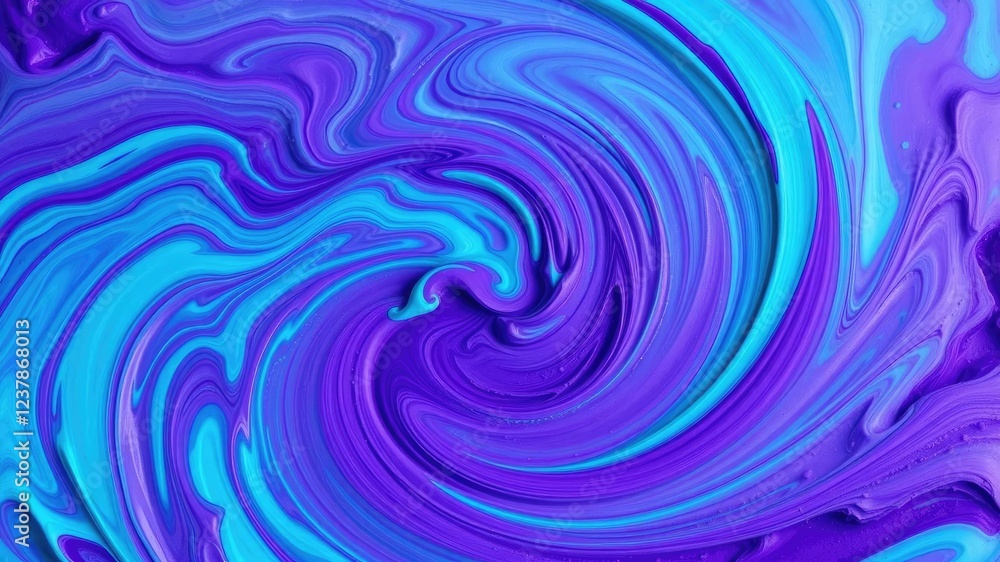 Fototapeta premium Swirling vortex of turquoise and purple paint, emotivepainting, abstractexpressionism