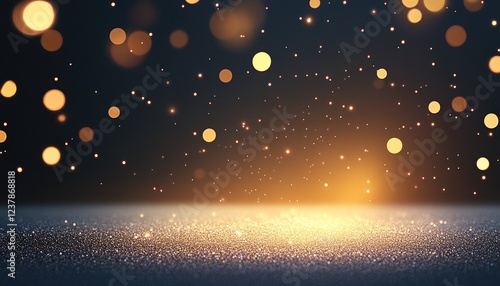 A shimmering background of golden and soft bokeh lights creating an enchanting atmosphere
