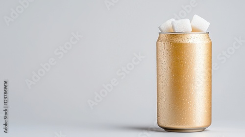 Wallpaper Mural Gold Soda Can Overflowing With Sugar Cubes On Gray Background Torontodigital.ca