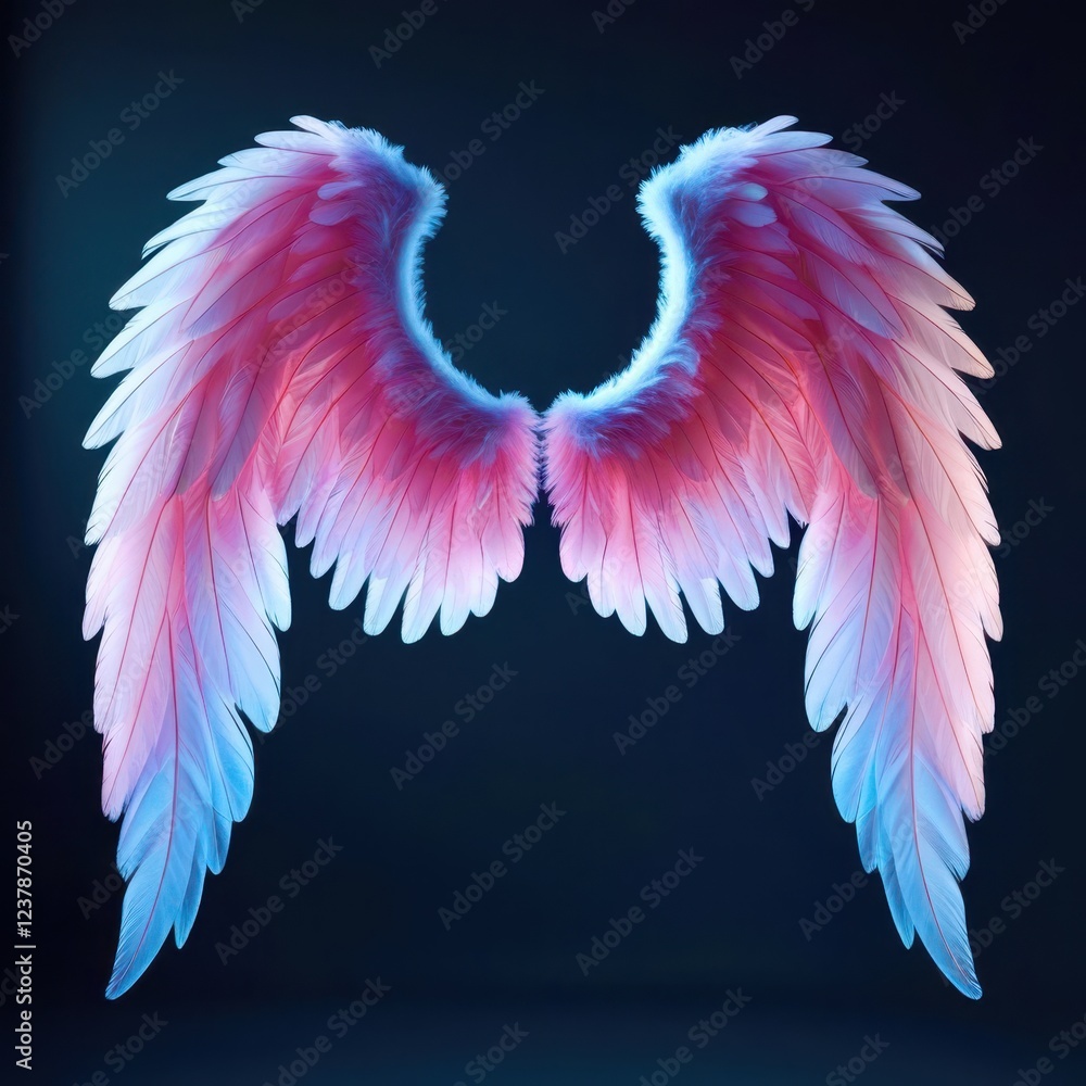 Fototapeta premium Pink and white wings with a blue stripe