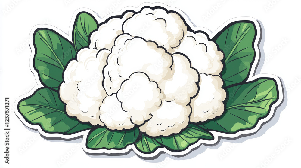 Cauliflower vegetable icon isolated wrapped in green leaves. Vegetarian product sign for sticker, tag, grocery shop, farm store decoration element Cauliflower vegetable icon isolated wrapped in green leaves. Vegetarian product sign for sticker, tag, grocery shop, farm store decoration element