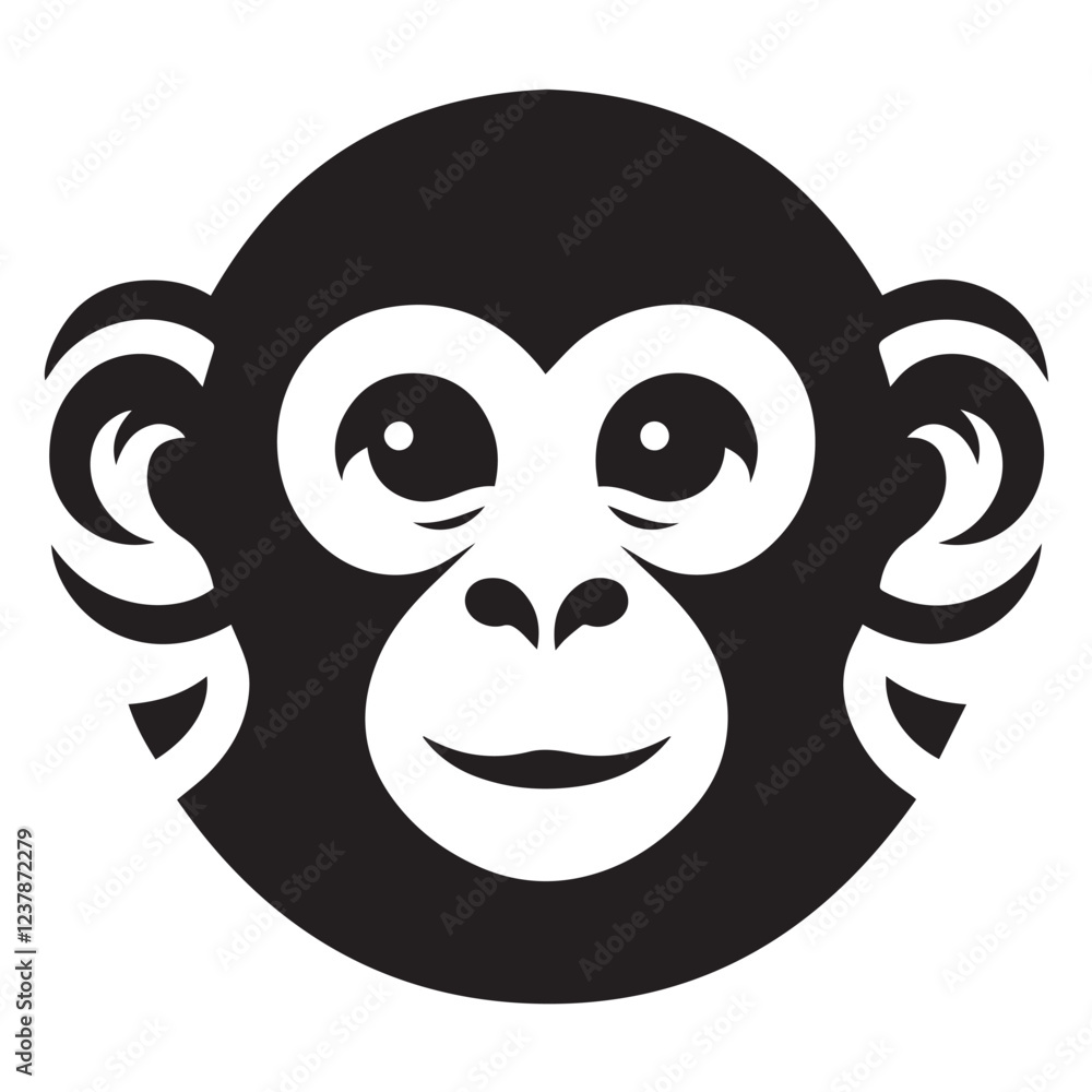 Monkey silhouette black and white vector icon Monkey silhouette black and white vector icon