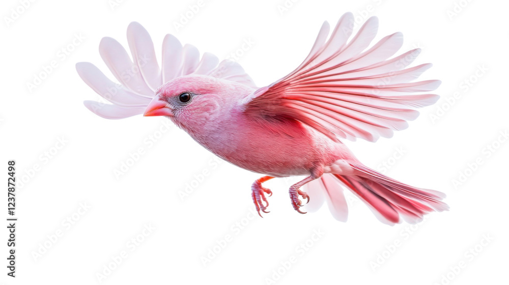 Obraz premium Pink bird flying with spread wings on transparent background
