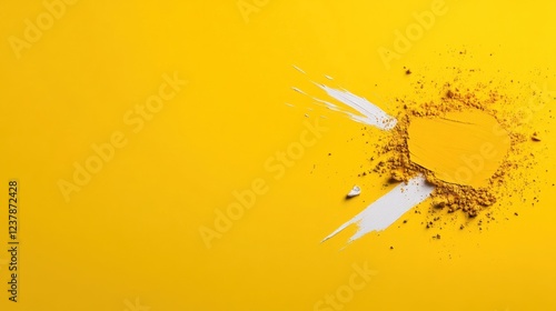 Vibrant Indian Holi Festival Banner with Illustrative Elements on Yellow Background
