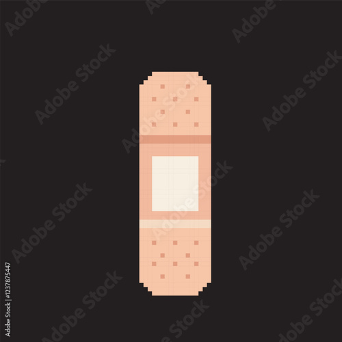 wound plaster pixel art, vector illustration on isolated background.