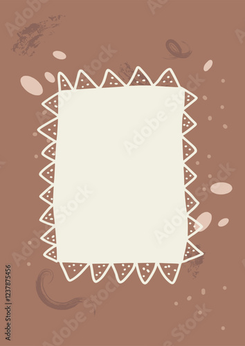 Brown background with rectangle frame. Abstract Mocha mousse textured template. Monochrome chocolate backdrop. Minimal modern nude colors. Vector illustration.
