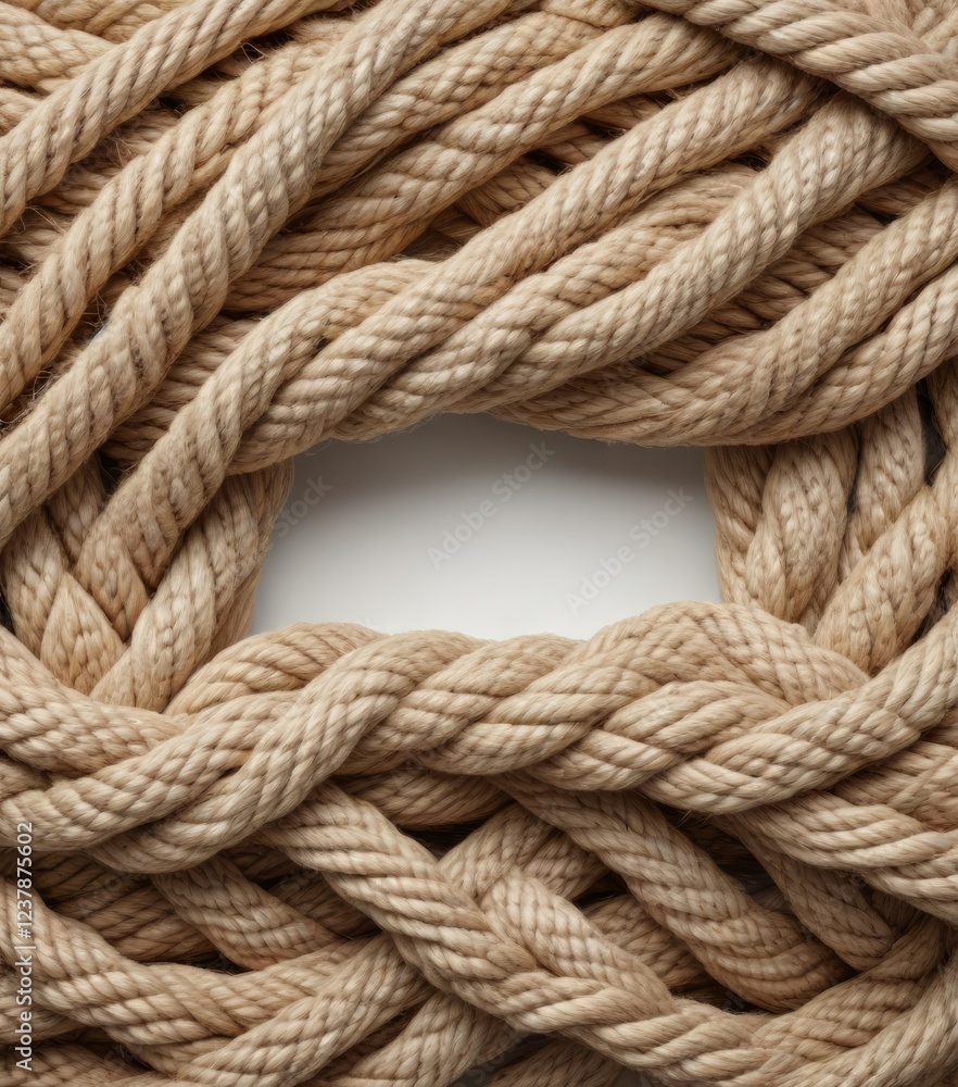 Square knot of hemp rope with a natural fibers texture on white , earthy, handmade, textured Square knot of hemp rope with a natural fibers texture on white , earthy, handmade, textured
