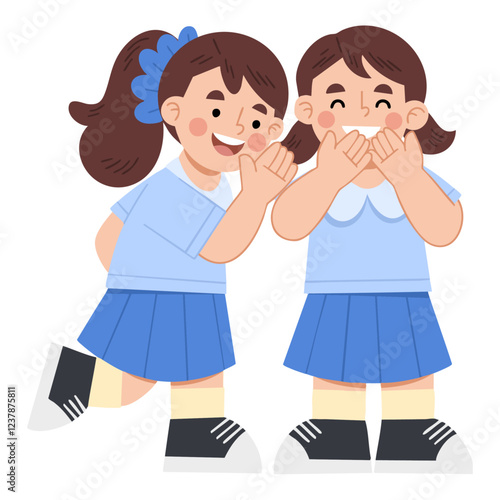 Illustration of two girls whispering
