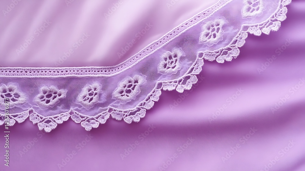 Obraz premium Lavender Fabric With Delicate Floral Lace Trim
