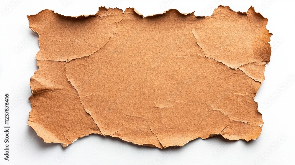 Fototapeta premium Light Brown Torn Paper Texture On White Background