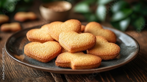 Delicious Heart Shaped Cookies On A Plate photo