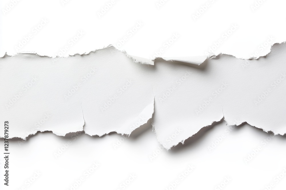Torn paper strip, white background, reveal, mockup, design Torn paper strip, white background, reveal, mockup, design