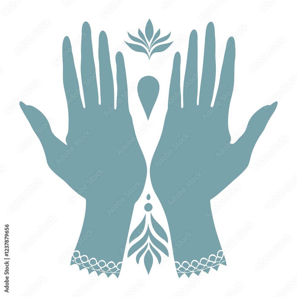 Blue Two Hand with leaf icon Free Vector Blue Two Hand with leaf icon Free Vector