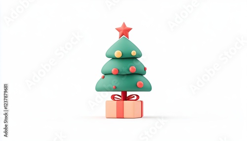 Colorful and playful Christmas tree decoration with a star on top and a gift box below