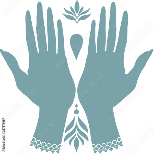 Blue Two Hand with leaf icon Free Vector