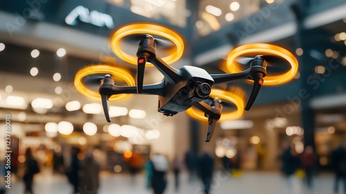 Drone Flight Modern Technology Aerial View Shopping Mall