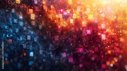 Wallpaper Mural Abstract Digital Data Flow: A Symphony of Icons and Information Torontodigital.ca