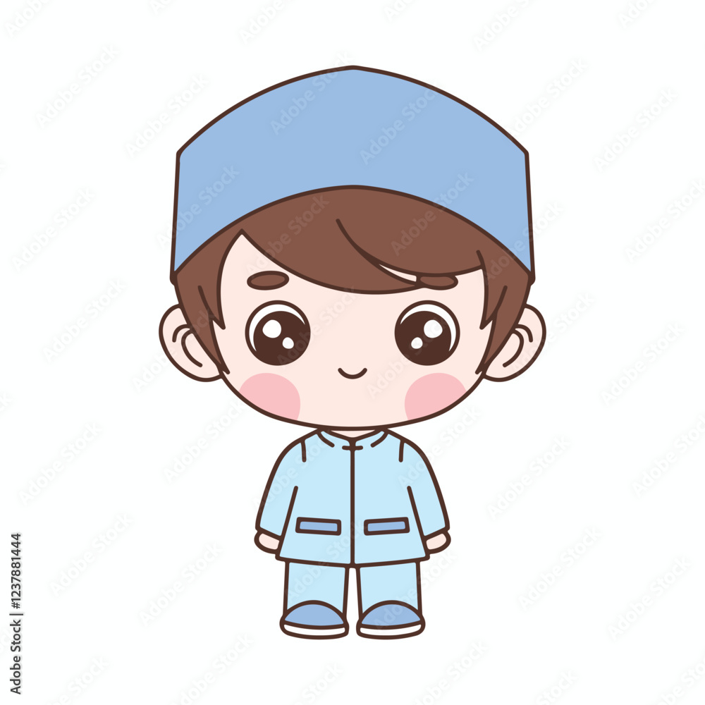 Cute little boy in muslim outfit. Cartoon character. Vector illustration. Cute little boy in muslim outfit. Cartoon character. Vector illustration.