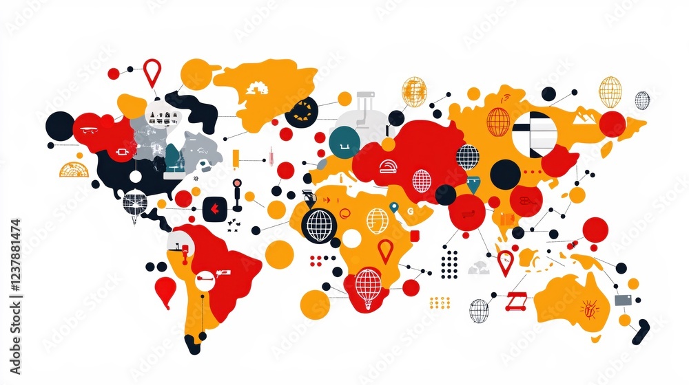 Global Network Connection Technology World Map Abstract Design Global Network Connection Technology World Map Abstract Design