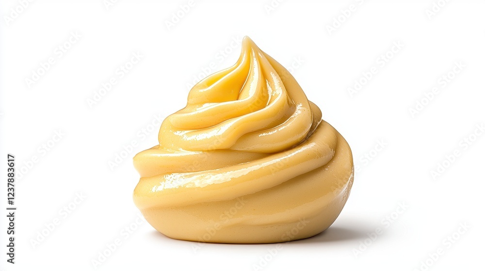 Pale Yellow Creamy Sauce Dollop On White Background