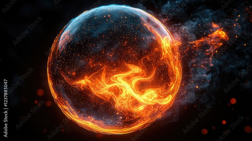 Fiery Orb Encapsulated In A Glass Sphere Fiery Orb Encapsulated In A Glass Sphere