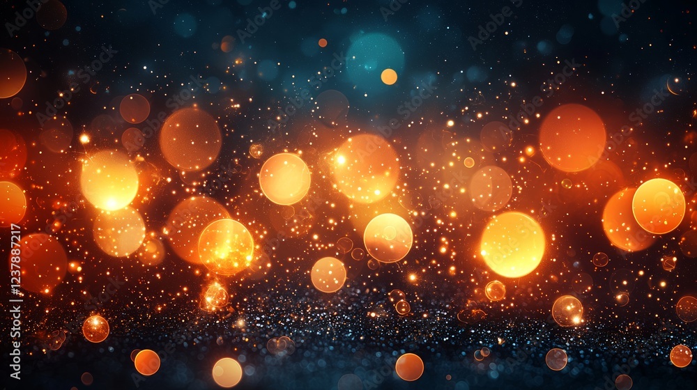 Fototapeta premium Festive bokeh lights, dark background, celebration, holiday design
