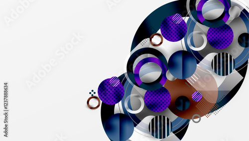 Abstract Circle Design with Overlapping Transparent Geometric Shapes